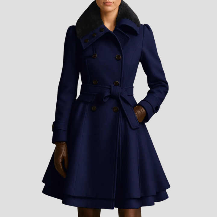 Catherine | Belted Fur-Collar Coat