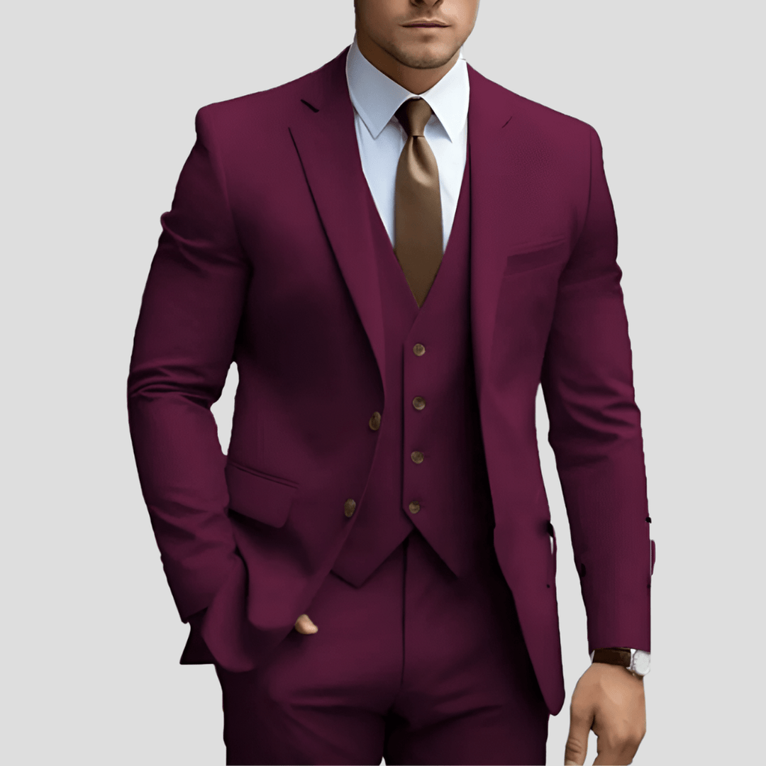 Slim Fit Three-Piece Suit for Men