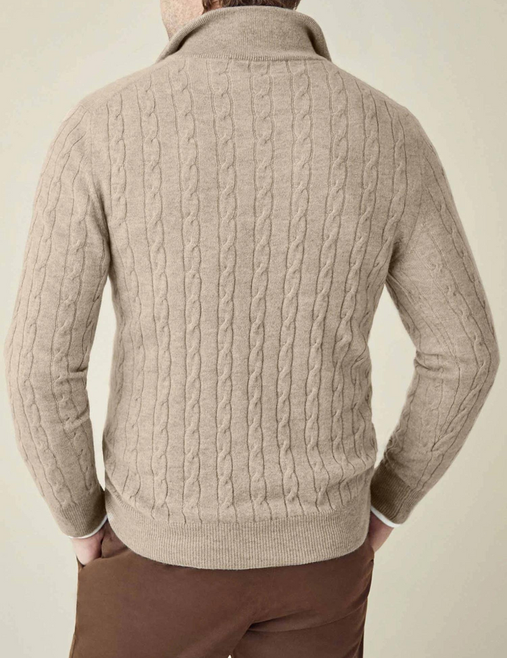 Zipper Sweater - Cable Knit Texture & Adjustable Warmth